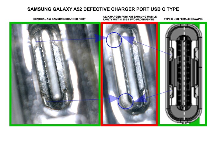 DEFECTIVE USB C TYPE FEMALE CHARGER PORT GALAXY A52 SAMSUNG